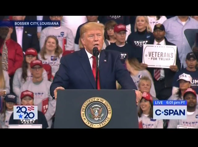Campaign 2020 Pres. Trump Rally in Bossier City, LA : CSPAN : November 14, 2019 8:33pm-9:49pm EST