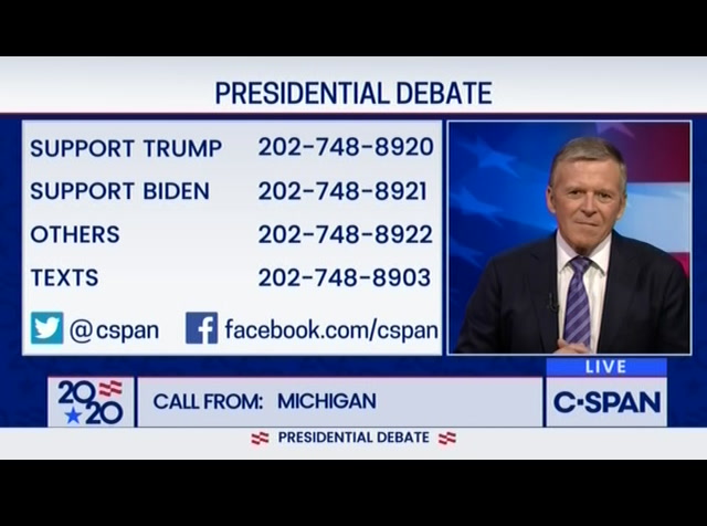 Presidential Debates Post-Debate Viewer Calls : CSPAN : September 30, 2020 1:07am-2:01am EDT