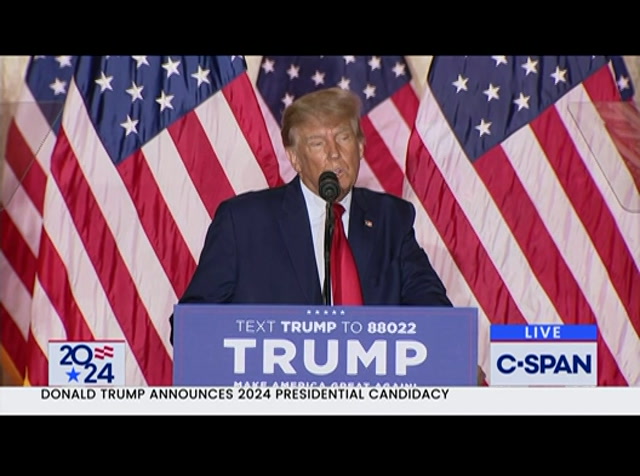 Campaign 2024 Fmr. President Trump Makes a Political Announcement at Mar-A-Lago : CSPAN : November 15, 2022 9:00pm-10:16pm EST