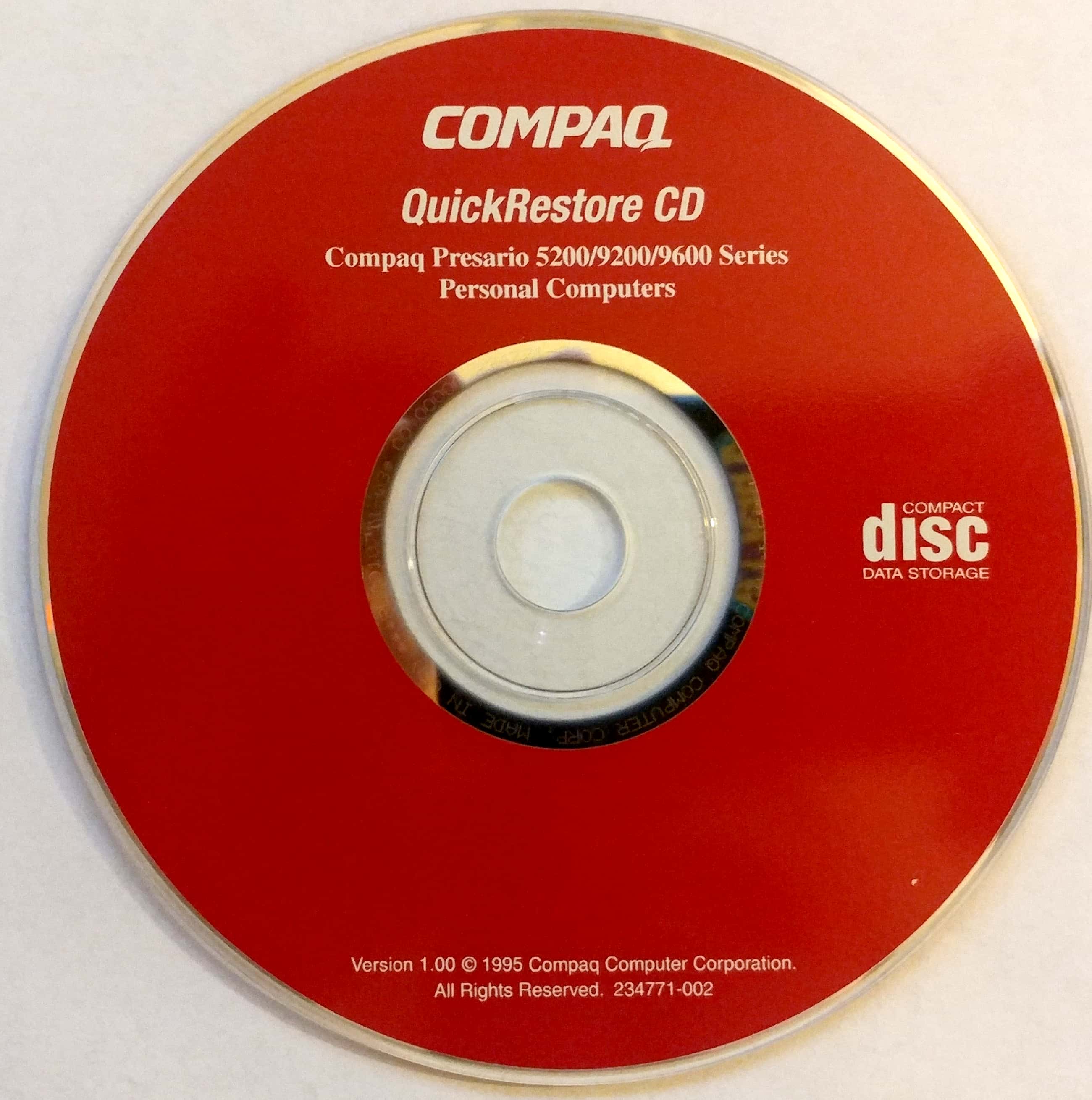 recovery disc for compaq laptop