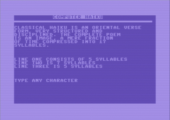 C64 game Computer Haiku (19xx)( )