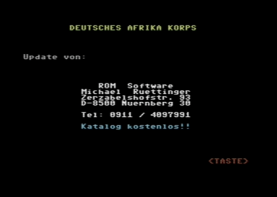 C64 game Deutsches Afrika Corps (Side A)