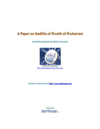 A Paper on Hadiths of Month of Muharram   Sheikh Abdullah ibn Sal eh Al Fawzan