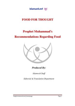 Prophet Muhammads Recommendations Regarding Food