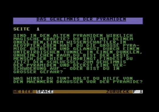 C64 game Das Geheimnis der Pyramiden