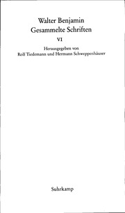 Gesammelte Schriften Bd.6 : Walter Benjamin (1892-1940) : Free Download ...