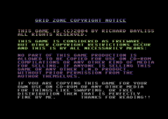 C64 game Gridzone (FW)