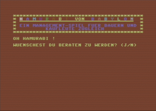 C64 game Hamurabi von Babylon