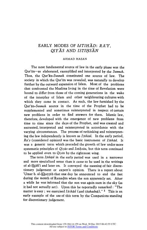 Early modes of Ijtihad