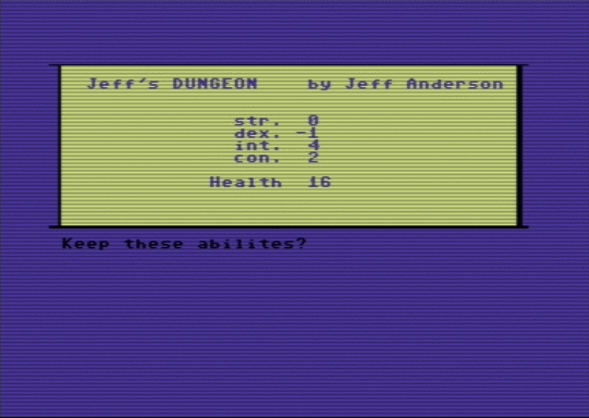 C64 game Jeff's Dungeon