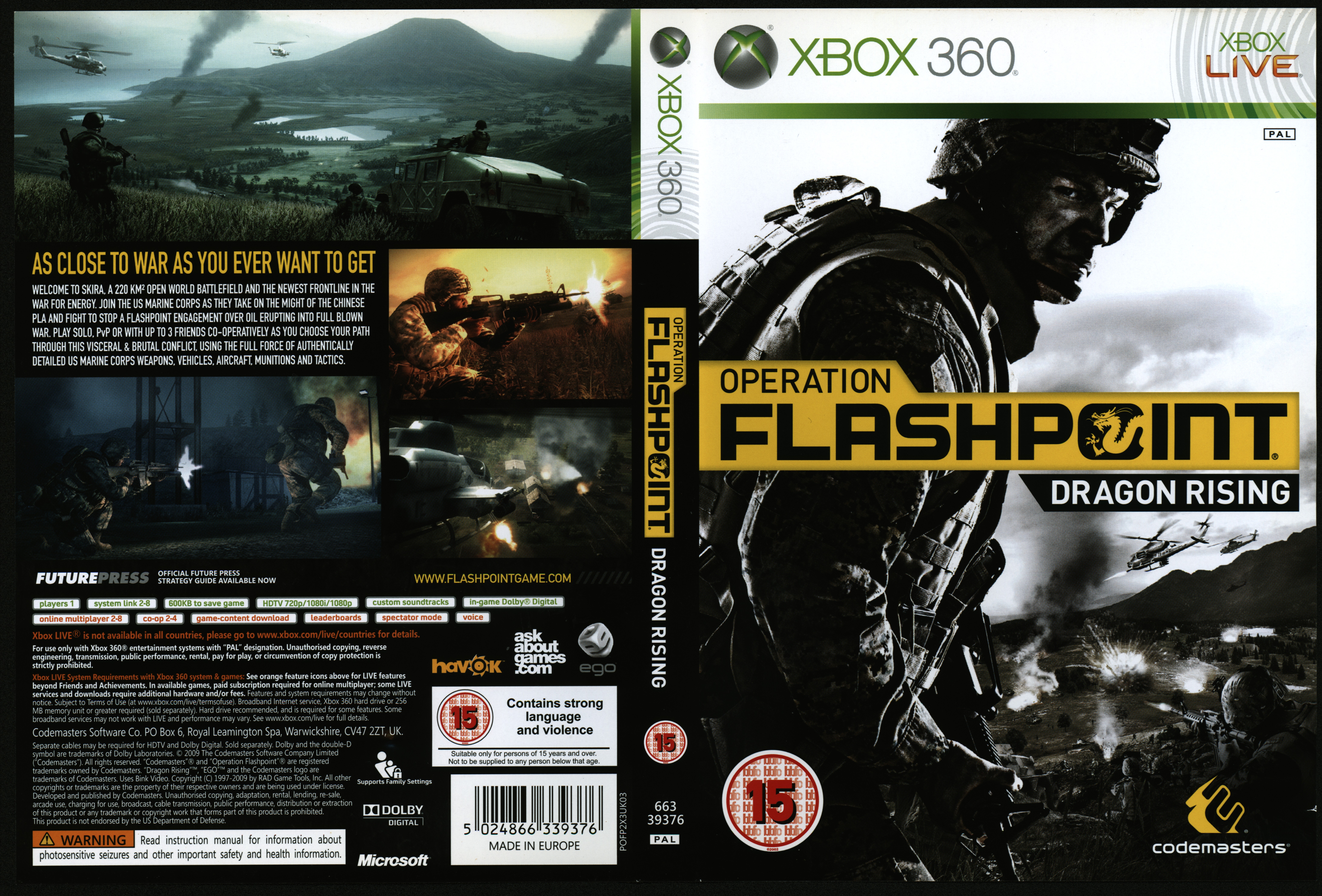 Complet Xbox 360 PAL Opération Flashpoint Dragon Rising 