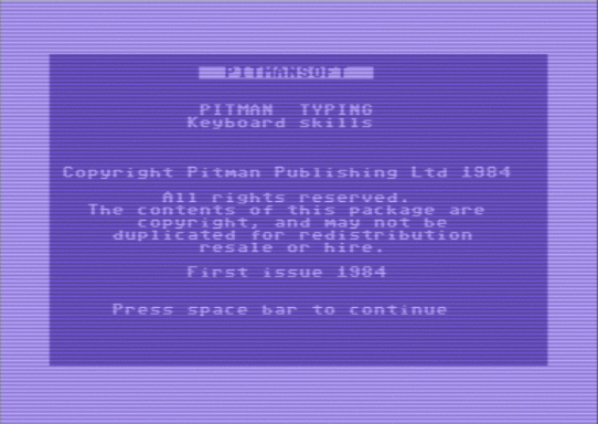 C64 game Pitman Typing Tutor (1984) (Pitman Publishing)