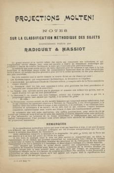 Thumbnail image of a page from Catalogue No 105: Classement méthodique des diapositives pour Projections Lumineuses