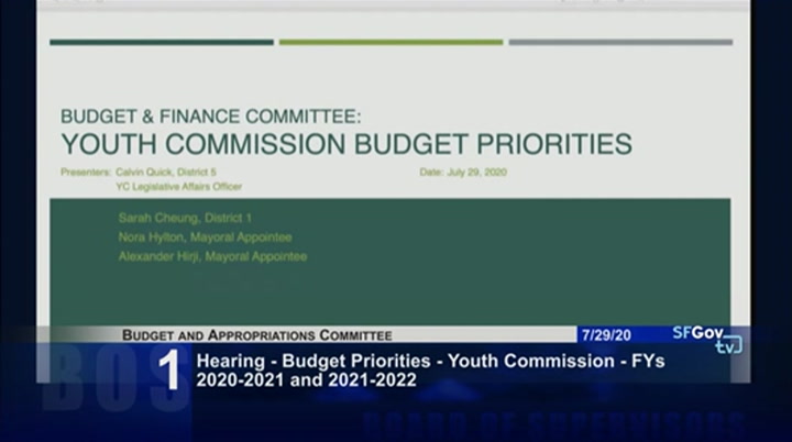 BOS Budget and Appropriations : SFGTV : August 9, 2020 1:40pm-5:11pm PDT
