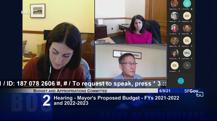 BOS Budget and Appropriations Committee : SFGTV : June 9, 2021 1:00pm-5:01pm PDT