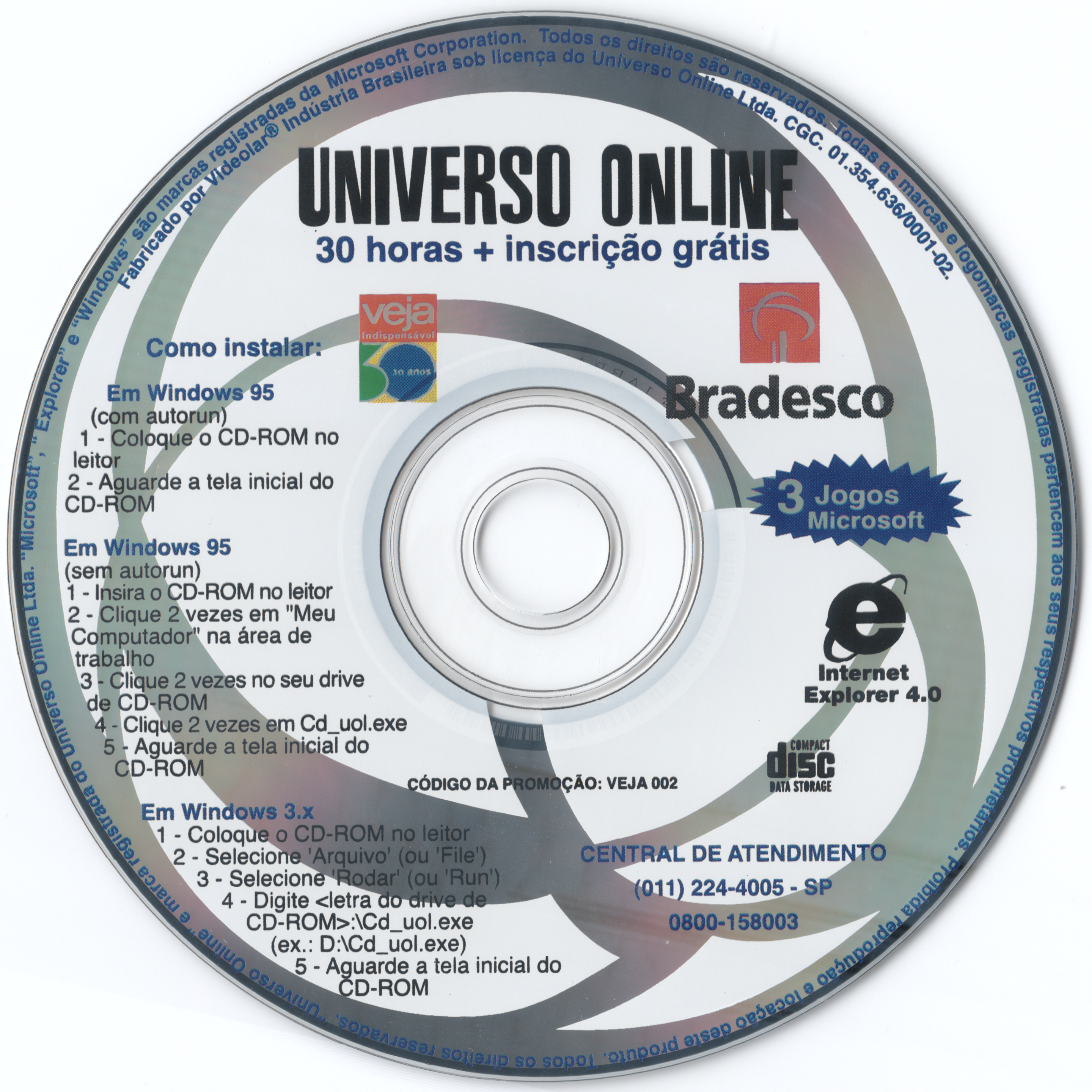 Universo Online (UOL): Kit de Acesso à Internet (CD-ROM, Windows 3
