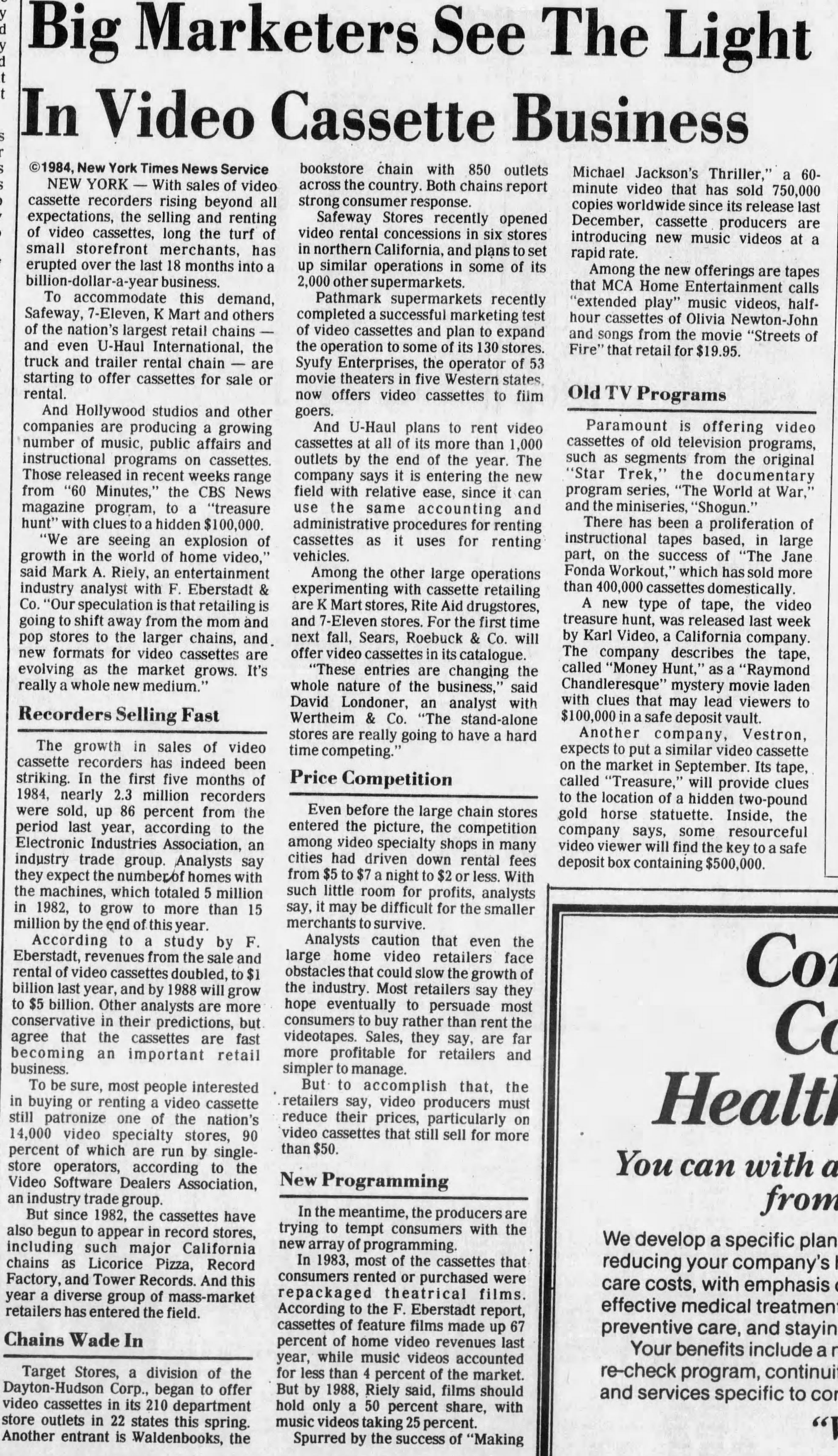 VHS Newspaper Articles : Free Download, Borrow, and Streaming : Internet Archive