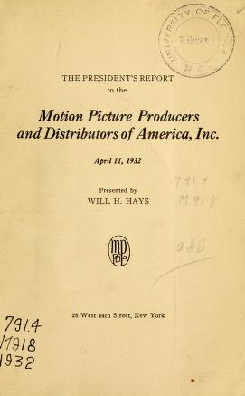 Thumbnail image of a page from Annual report to the Motion Picture Producers and Distributors of America, inc...by...president