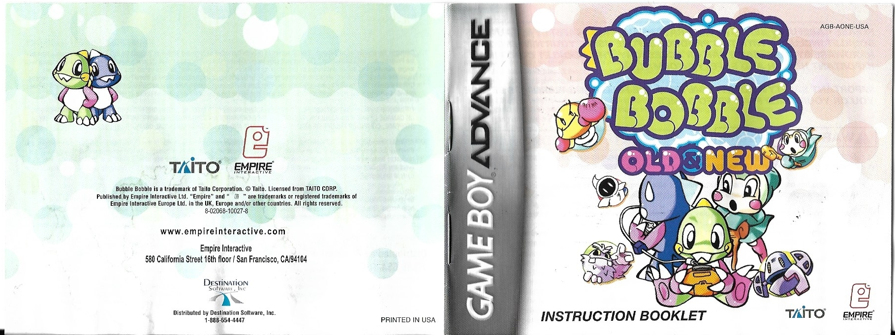 Bubble Bobble: Old & New manual (NTSC-U) : Taito : Free Download 