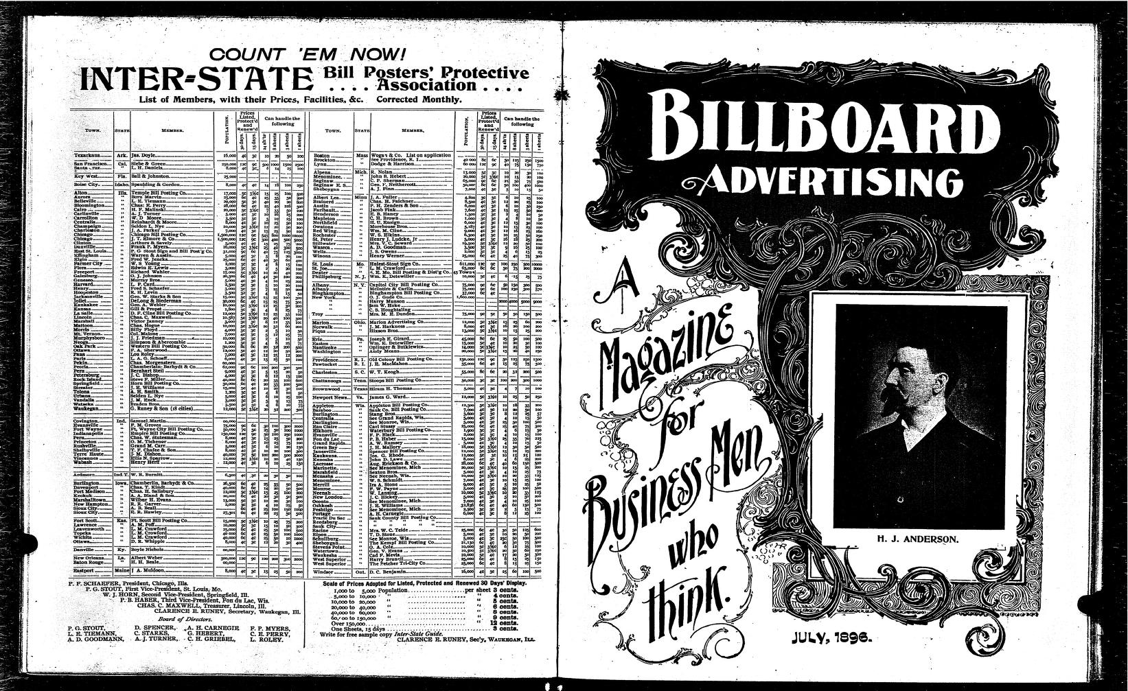 Billboard advertising (July-Dec 1896)