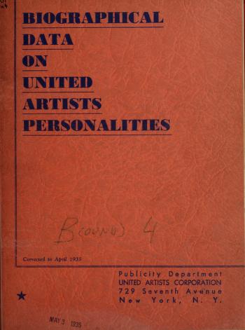 Thumbnail image of a page from Biographical Data on United Artists Personalities