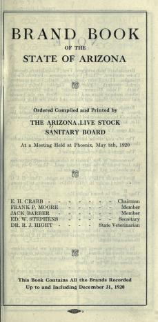 Cover of: Brand book of the state of Arizona by Live Stock Sanitary Board of Arizona.