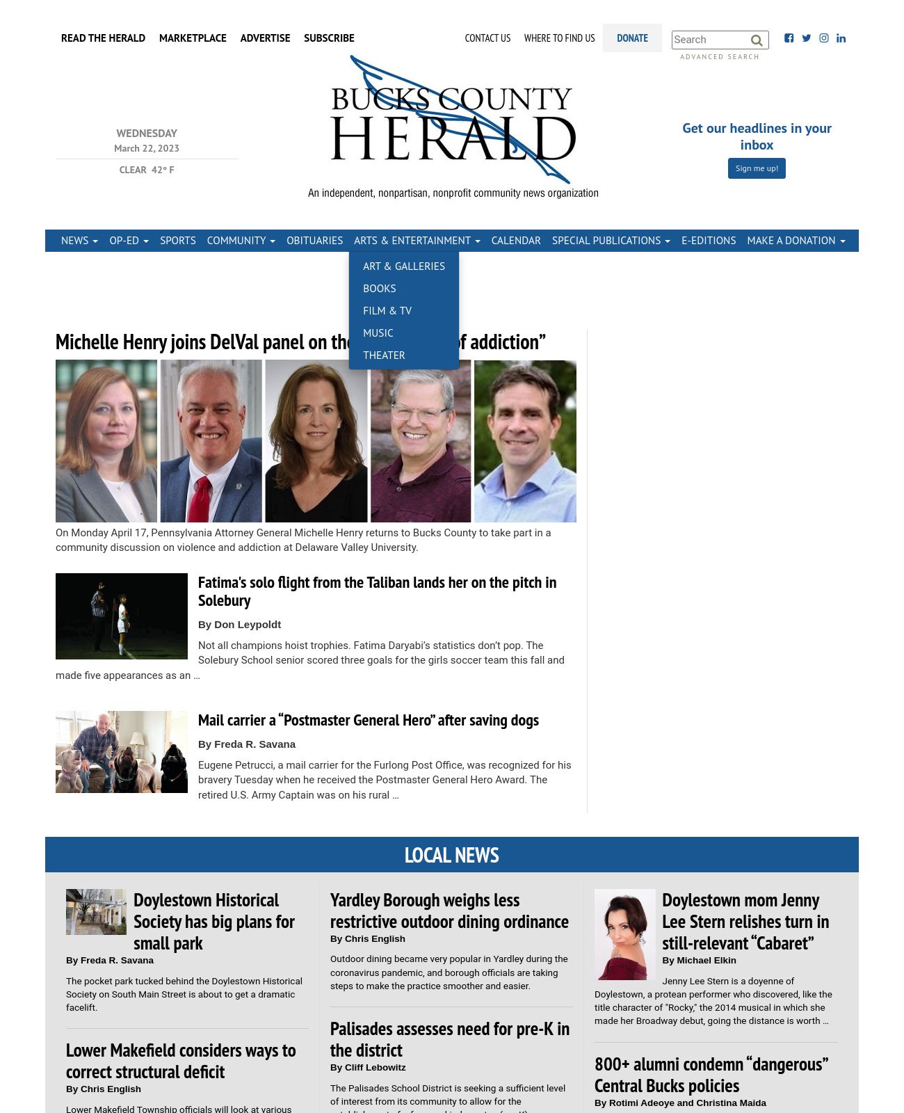 Bucks County Herald at 2023-03-22 06:27:54-04:00 local time