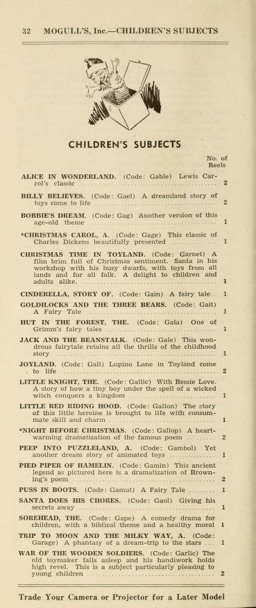 Thumbnail image of a page from Catalog of 16mm Silent Motion Picture Film Library