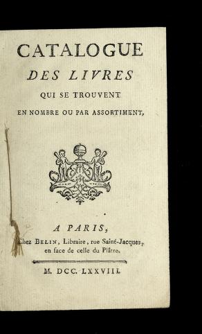 Cover of: Catalogue des livres qui se trouvent en nombre ou par assortiment by Franc ʹois Belin