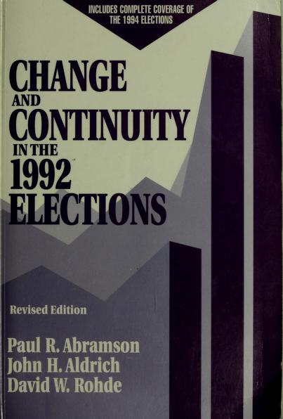 Change and continuity in the 1992 elections by Abramson, Paul R.