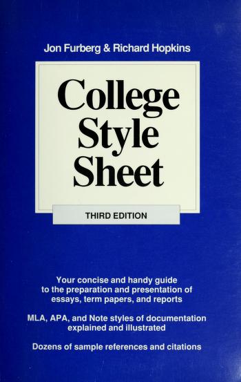 Cover of: College style sheet by Jon Furberg
