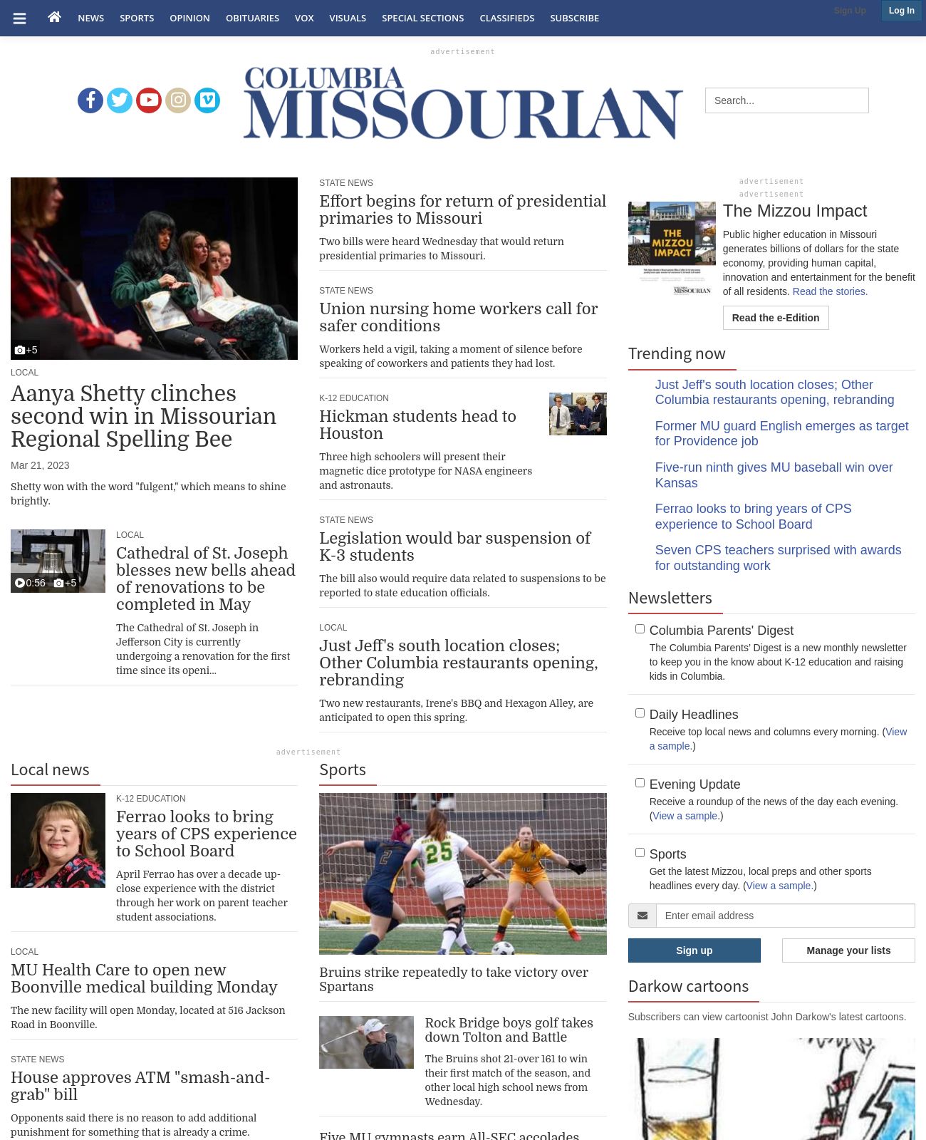 Columbia Missourian at 2023-03-23 05:38:45-05:00 local time