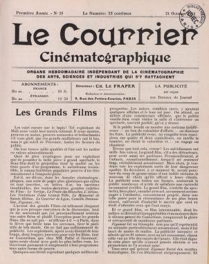 Thumbnail image of a page from Le Courrier Cinématographique
