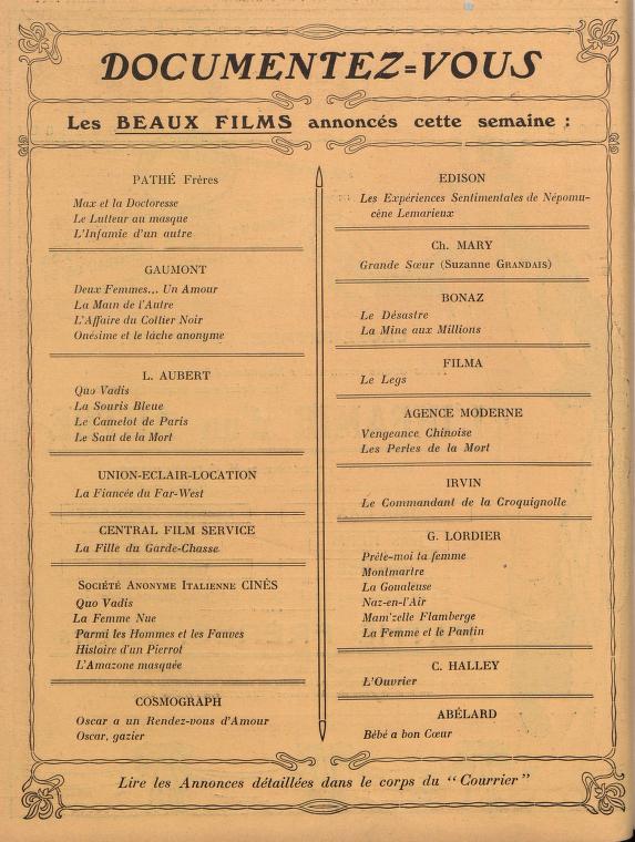 Le Courrier Cinématographique (July 4, 1914)