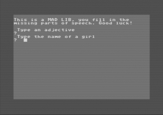 C64 game Mad Lib
