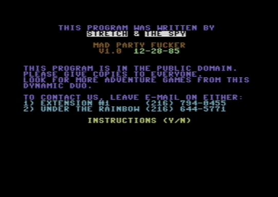 C64 game Mad Party Fucker v1.0