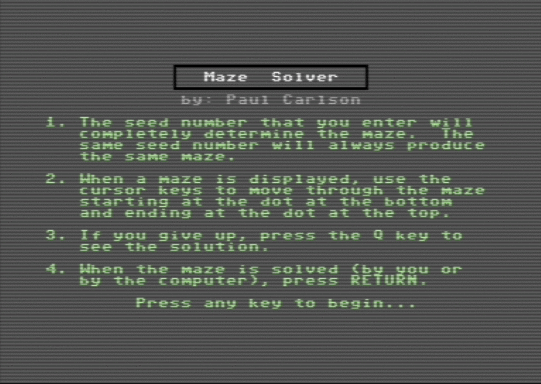 C64 game Maze Solver