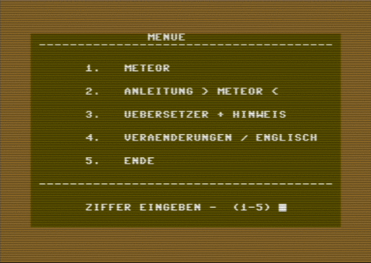 C64 game Meteor (PD)