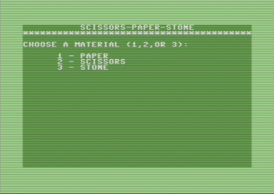 C64 game Papier-Schere-Stein