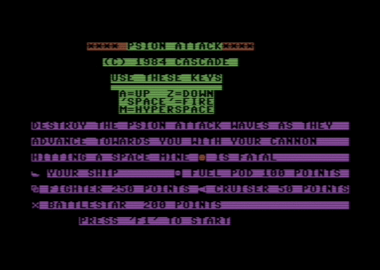 C64 game Psion-Angriff