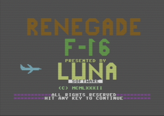 C64 game Renegade F-16