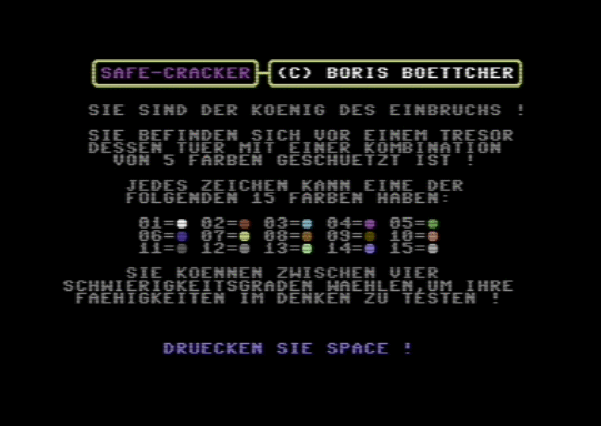 C64 game Safe-Cracker