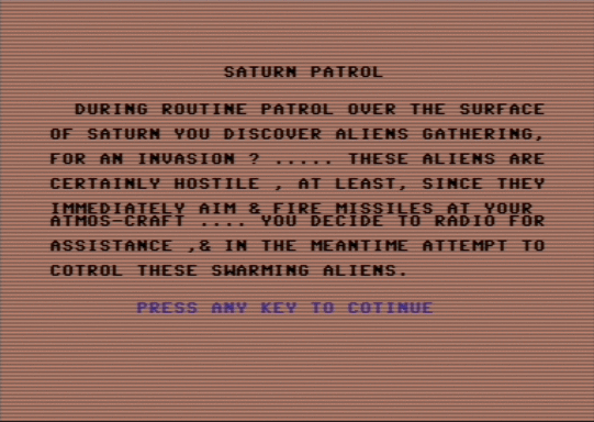 C64 game Saturn Patrol
