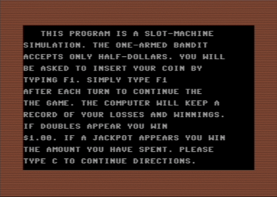 C64 game Spielautomat