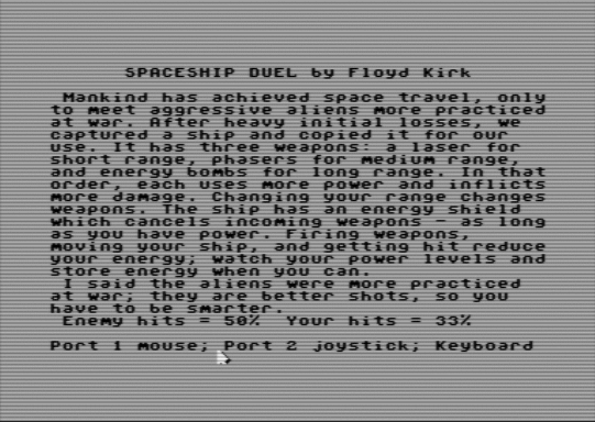 C64 game Spaceship Duel