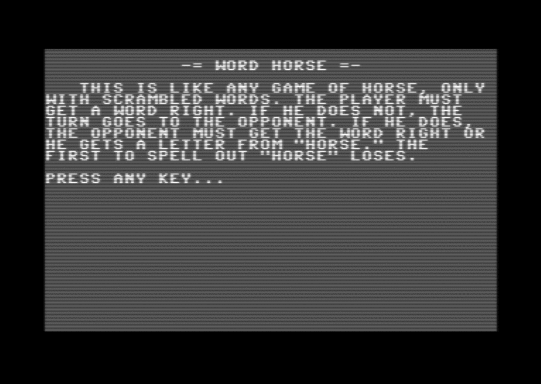 C64 game Word Horse