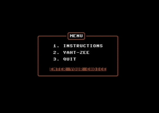 C64 game Yaht-Zee