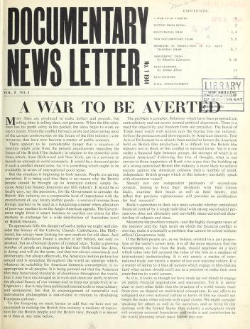 Thumbnail image of a page from Documentary News Letter