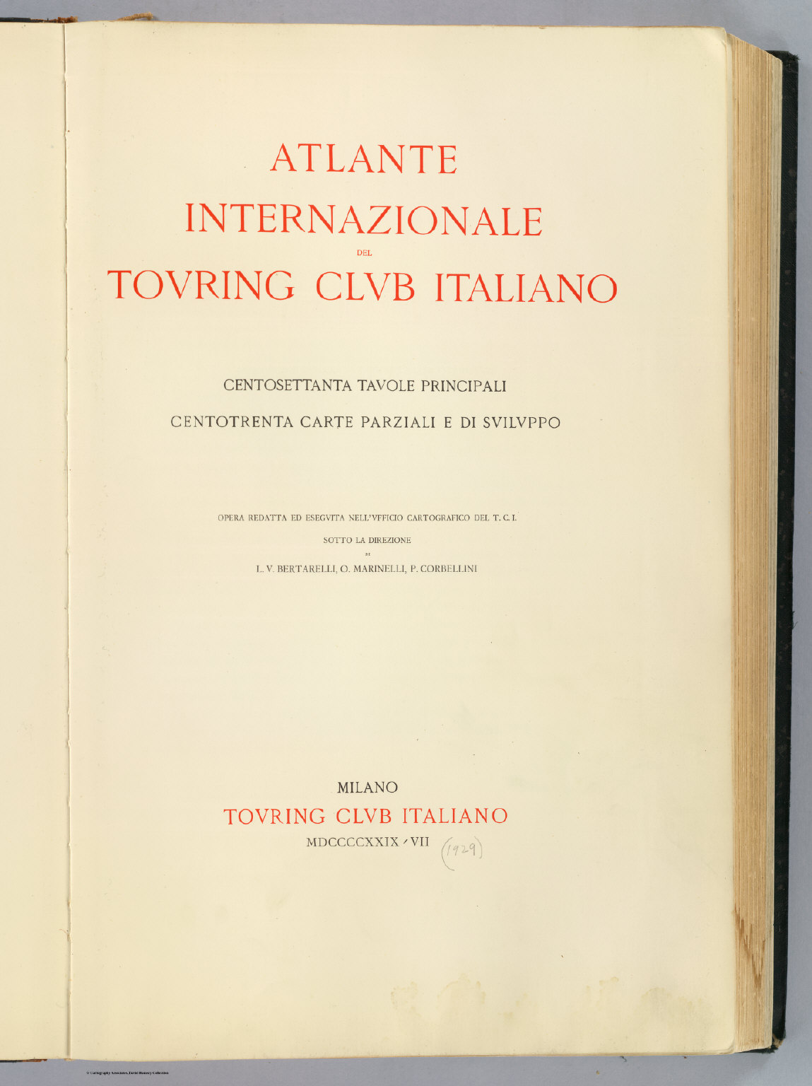 (Title Page to) Atlante internazionale del Touring club italiano. (3 ...