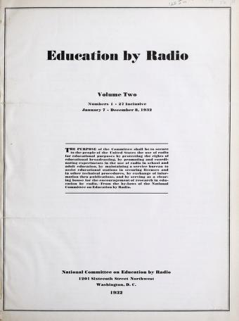 Thumbnail image of a page from Education by Radio